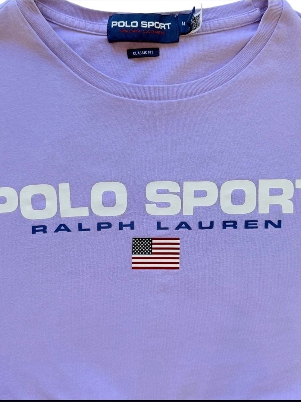 Polo Ralph Lauren Classic Fit Polo Sport Jersey T-Shirt (Sky Lavender/White) Med - Picture 6 of 11